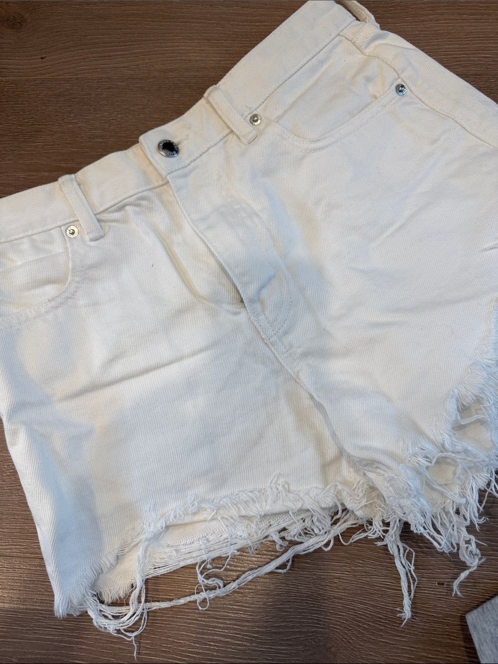 Alexander Wang White High-Waist Frayed Denim Shorts